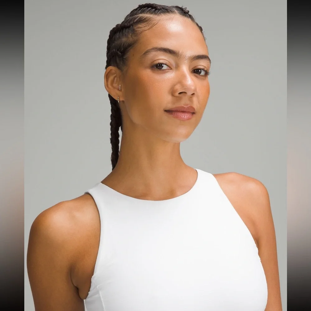 NWOT Lululemon Align High-Neck Tank Top White Nulu Padded Cropped Size 2